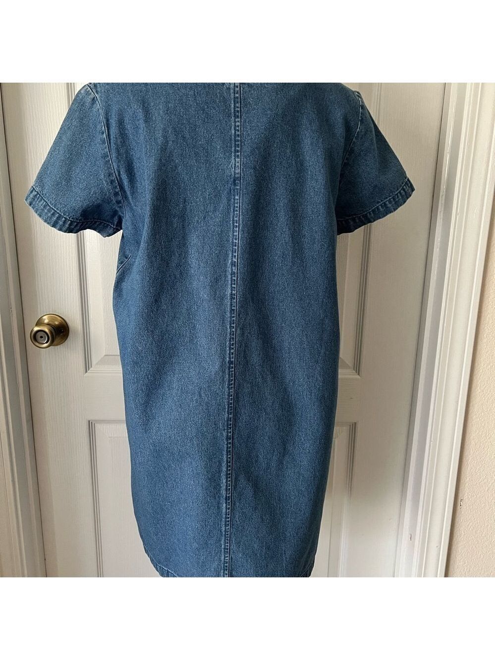 CB Blue Denim Dress Scoop Neck Short Sleeve - Picture 7 of 12